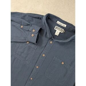 Duluth Trading Co Free Swingin Flannel Shirt Mens 3XL Relaxed Fit Navy Solid